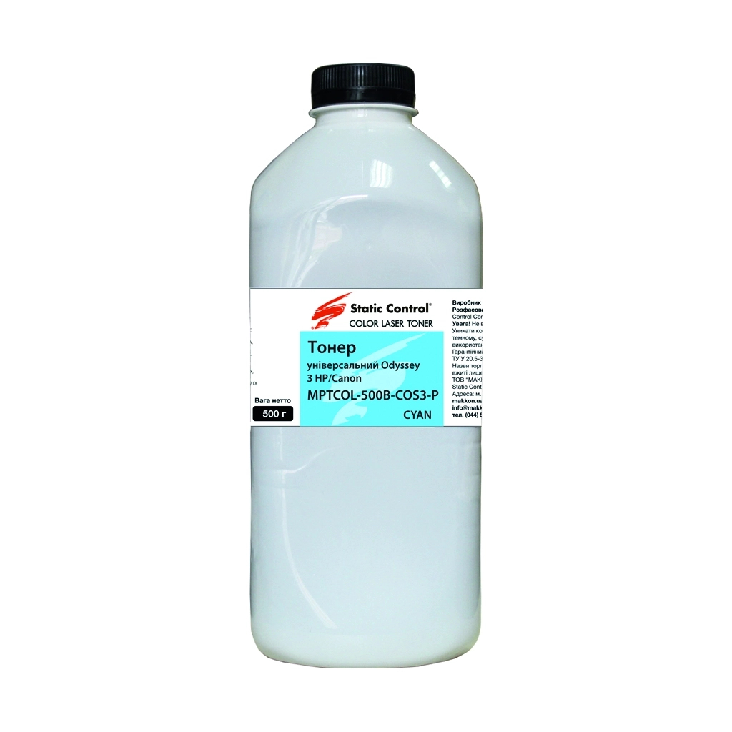 Тонер HP/Canon MPTCOL OS3 500г cyan (фасовка) Static Control (MPTCOL-500B-COS3-P) - зображення 1