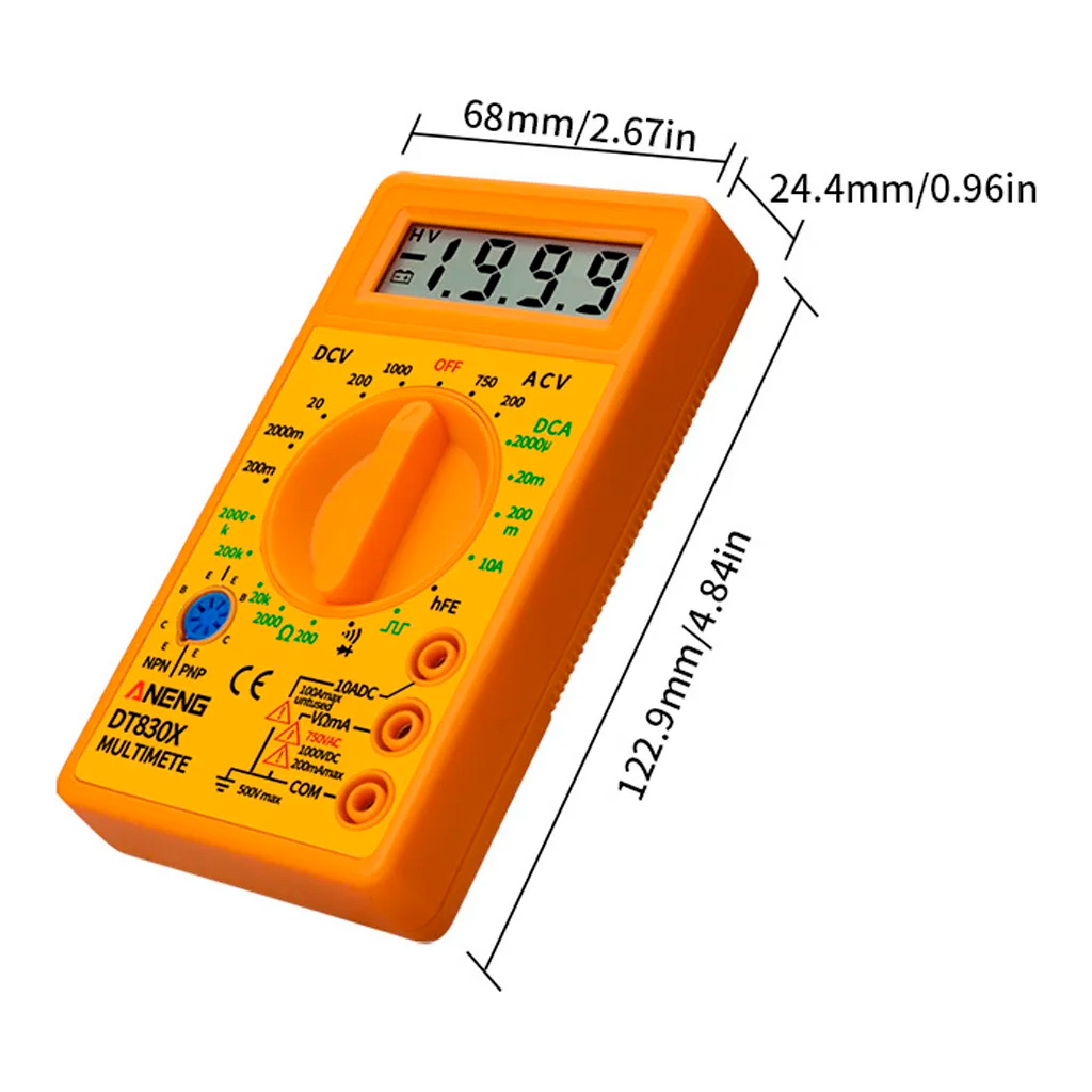 Цифровий мультиметр ANENG AN-DT830X, V, A, R, C, функція hFE (AN-DT830X) - зображення 3