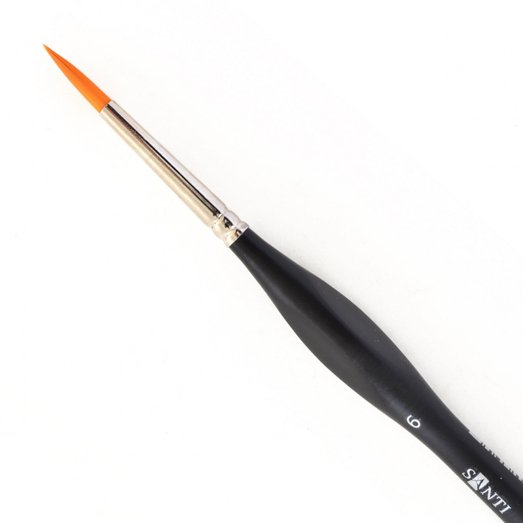 Пензлик для малювання Santi синтетика Sensation, коротка ручка з вигином, кругла, №6 (310780) - зображення 2