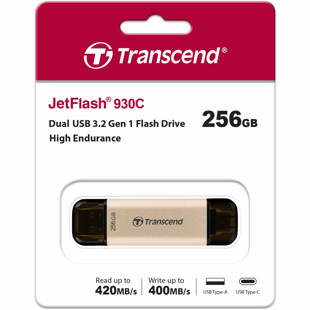 USB флеш накопичувач Transcend 256GB JetFlash 930 Gold-Black USB 3.2/Type-C (TS256GJF930C) - зображення 8