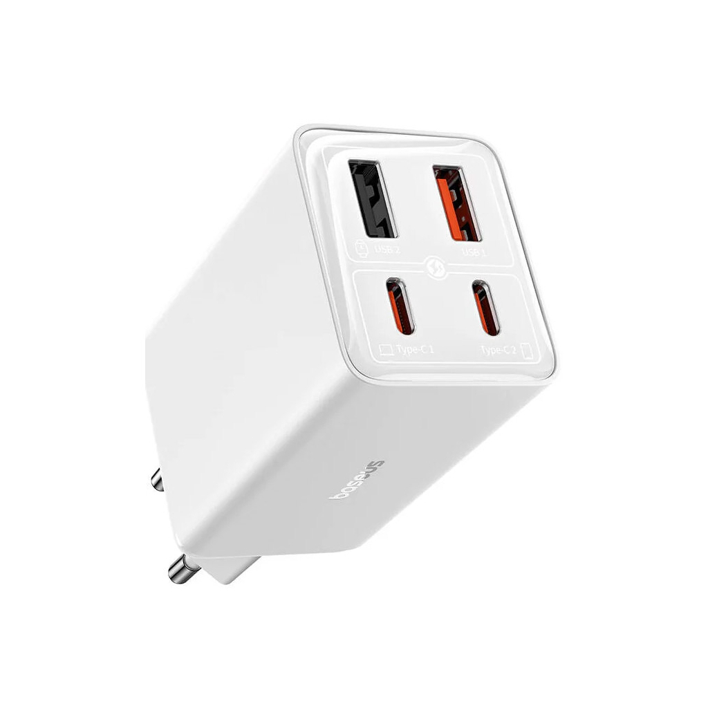 Зарядний пристрій Baseus GaN6 Pro Fast Charger 2C+2U 65W + Cable 1.0m Type-C 100W white (P10162701213-00) - зображення 3