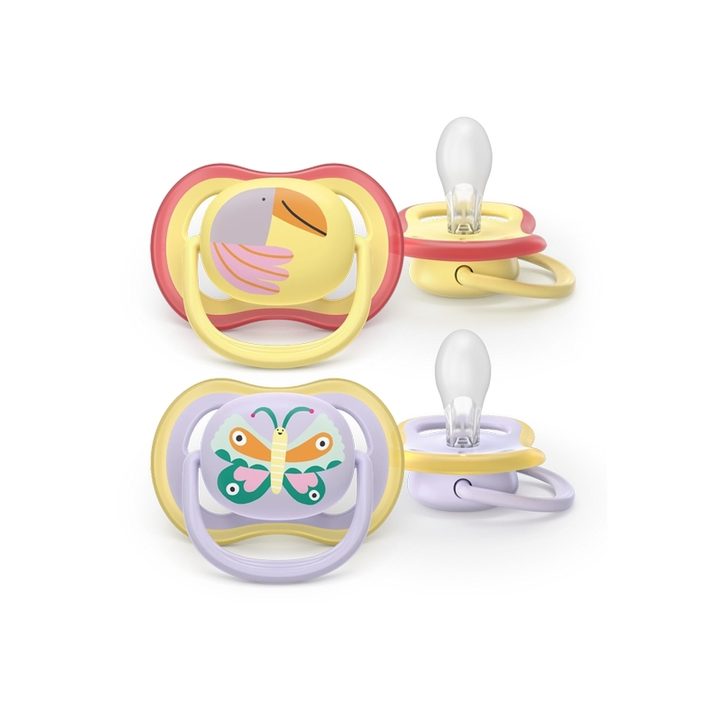 Пустушка Philips AVENT Ultra Air 0-6 місяців 2 шт жовто-фіолетова (SCF087/04) - изображение 1