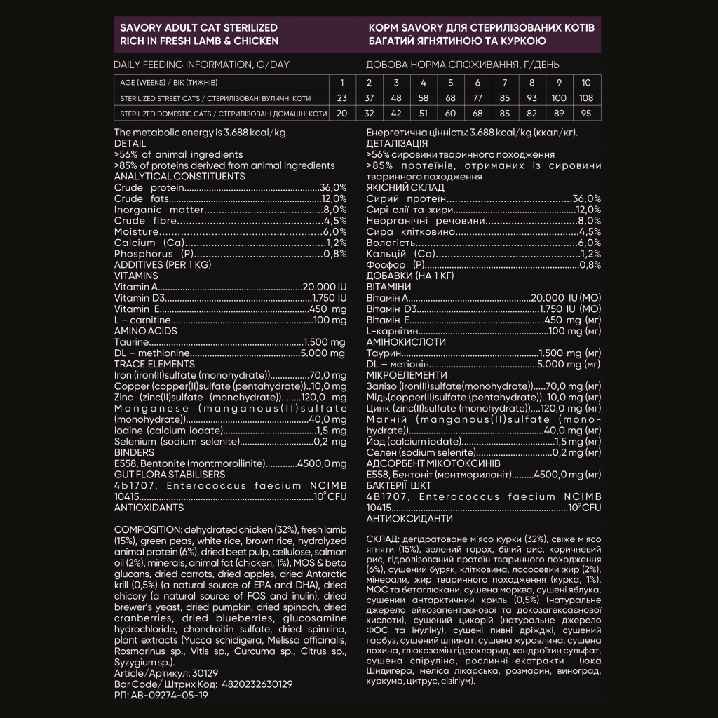 Сухий корм для кішок Savory Adult Cat Steril Fresh Lamb and Chicken 8 кг (4820232630129) - зображення 4