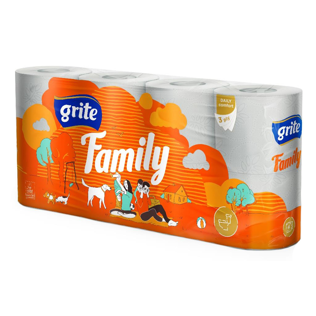 Туалетний папір Grite Family 3 шари 8 рулонів (4770023481013) - зображення 1