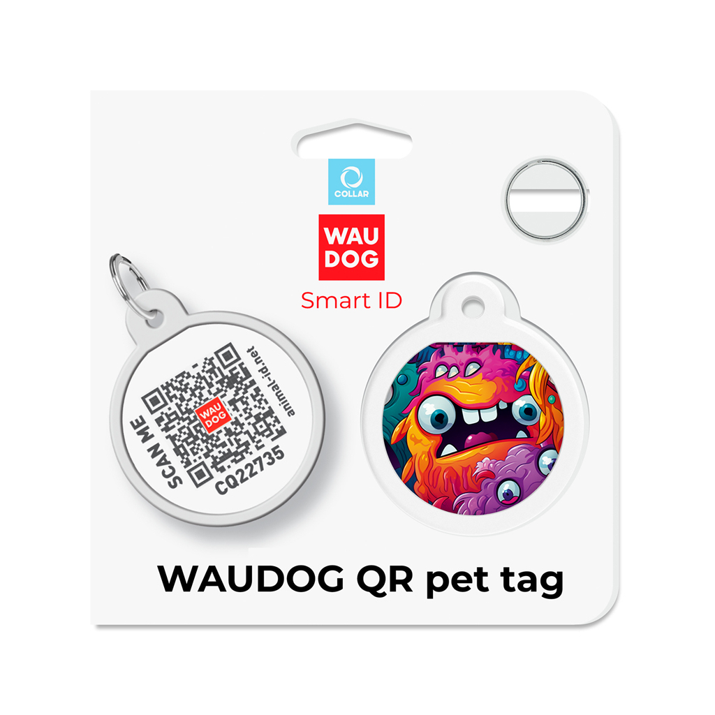 Адресник для тварин WAUDOG Smart ID з QR паспортом "Зубасті монстри", коло 25 мм (225-4048) - зображення 5