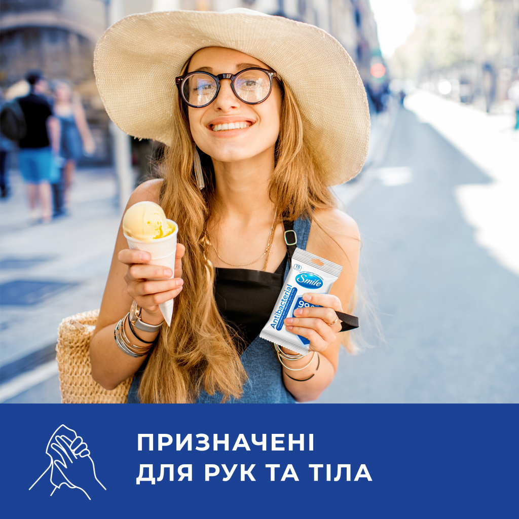 Вологі серветки Smile Antibacterial з Д-пантенолом 15 шт. (4820048481953) - изображение 4