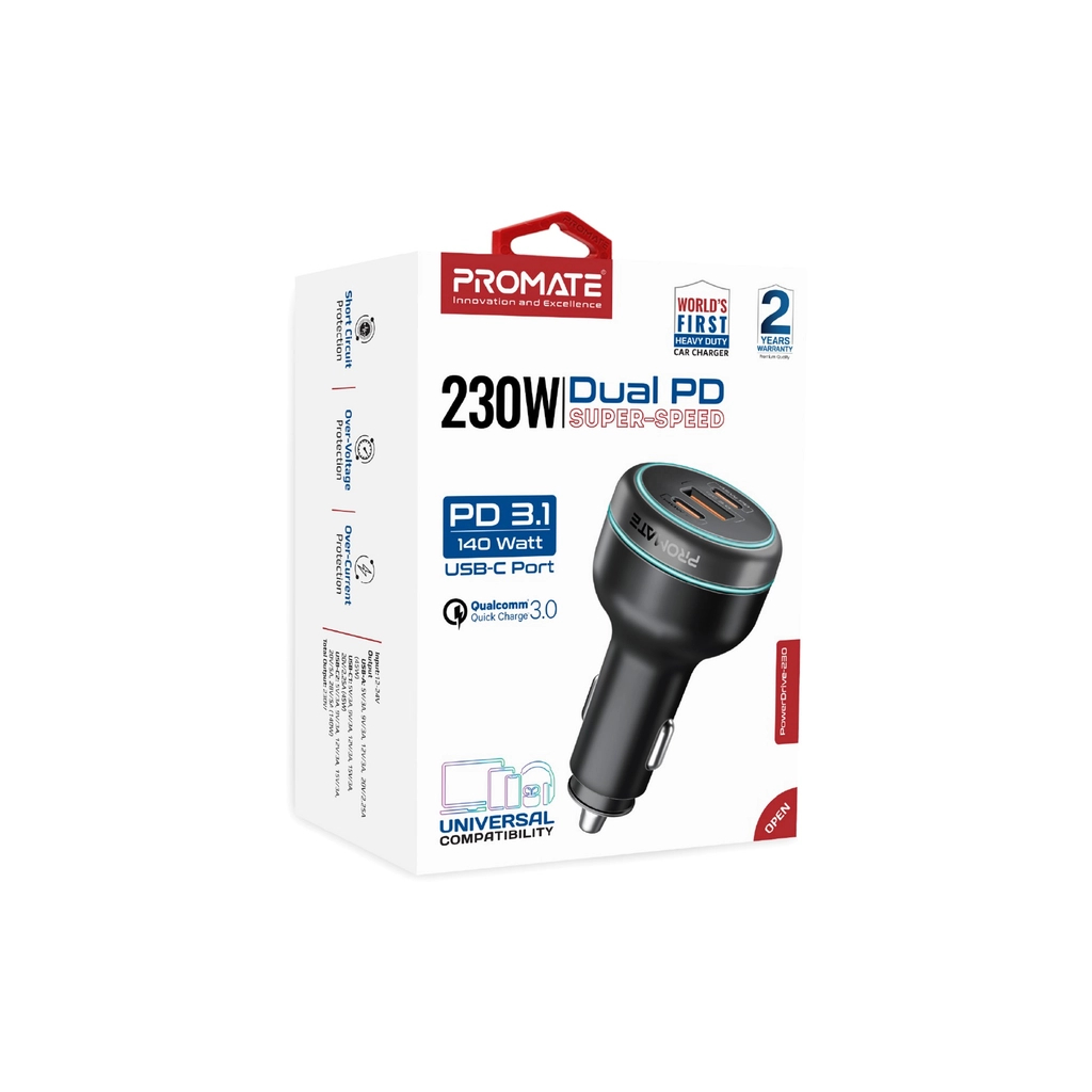 Зарядний пристрій Promate 2xUSB-C PD + USB-A QC3.0 (powerdrive-230) - зображення 9