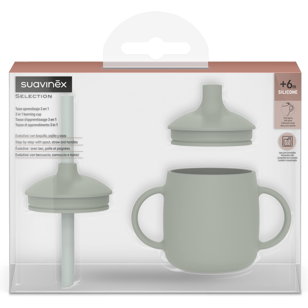 Поїльник-непроливайка Suavinex Colour Essence силіконова 3 в 1 (з носиком та трубочкою), 270 мл, +6 м , зелена (402899) - зображення 6