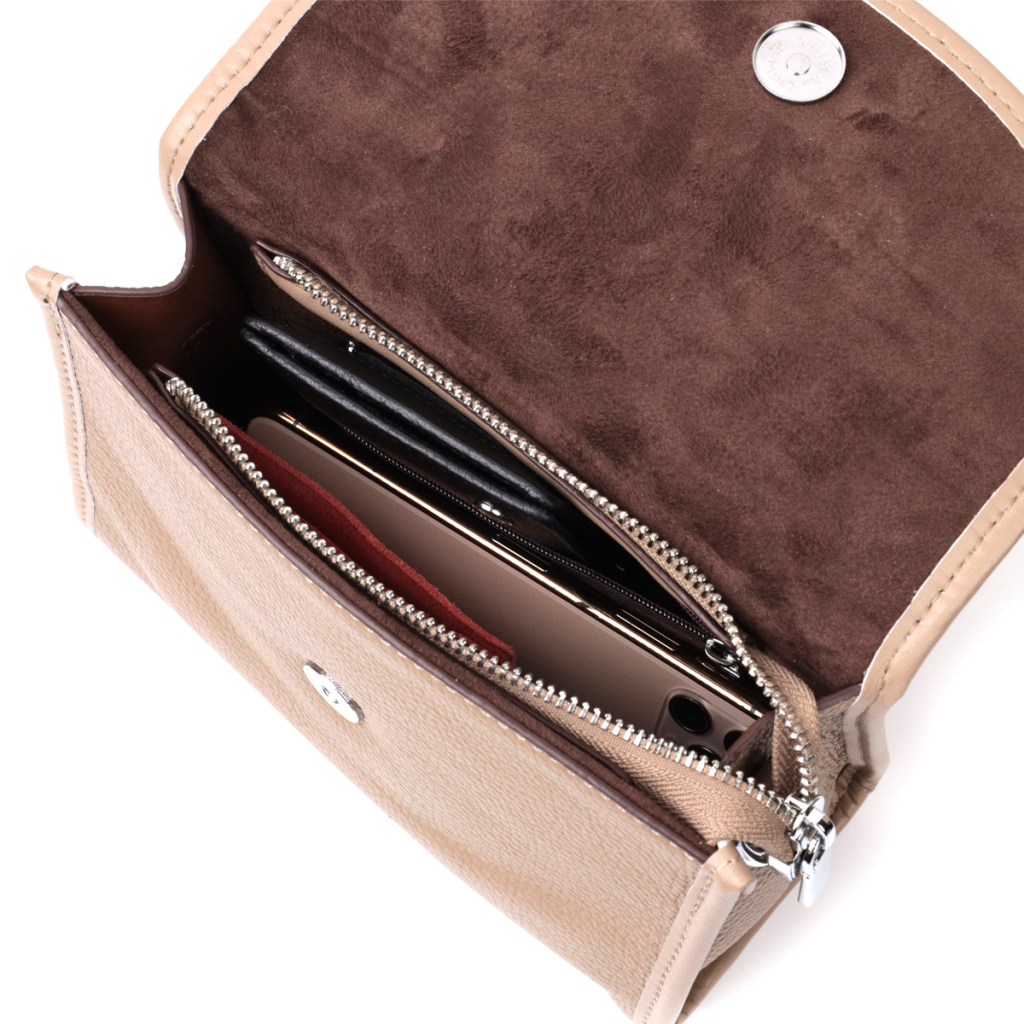 Сумка Vintage Шкіряна жіноча з напівкруглим клапаном Бежева (22257) - зображення 8