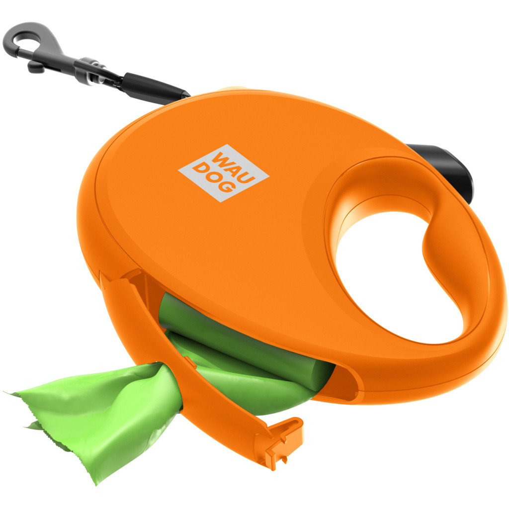 Повідець для собак WAUDOG R-leash з контейнером для пакетів L до 40 кг 5 м помаранчевий (26294) - зображення 4