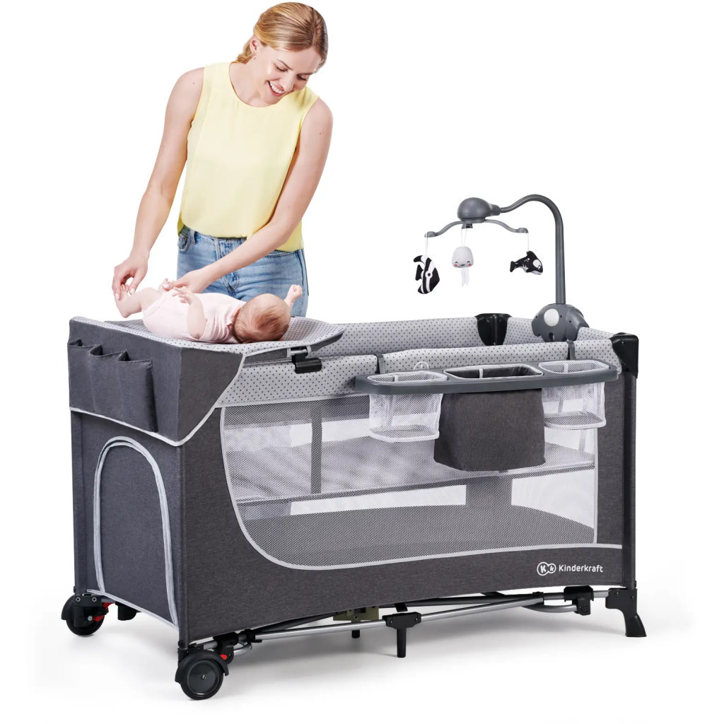 Дитячий манеж Kinderkraft кровать Leody с пеленатором Grey (5902533917952) - изображение 6