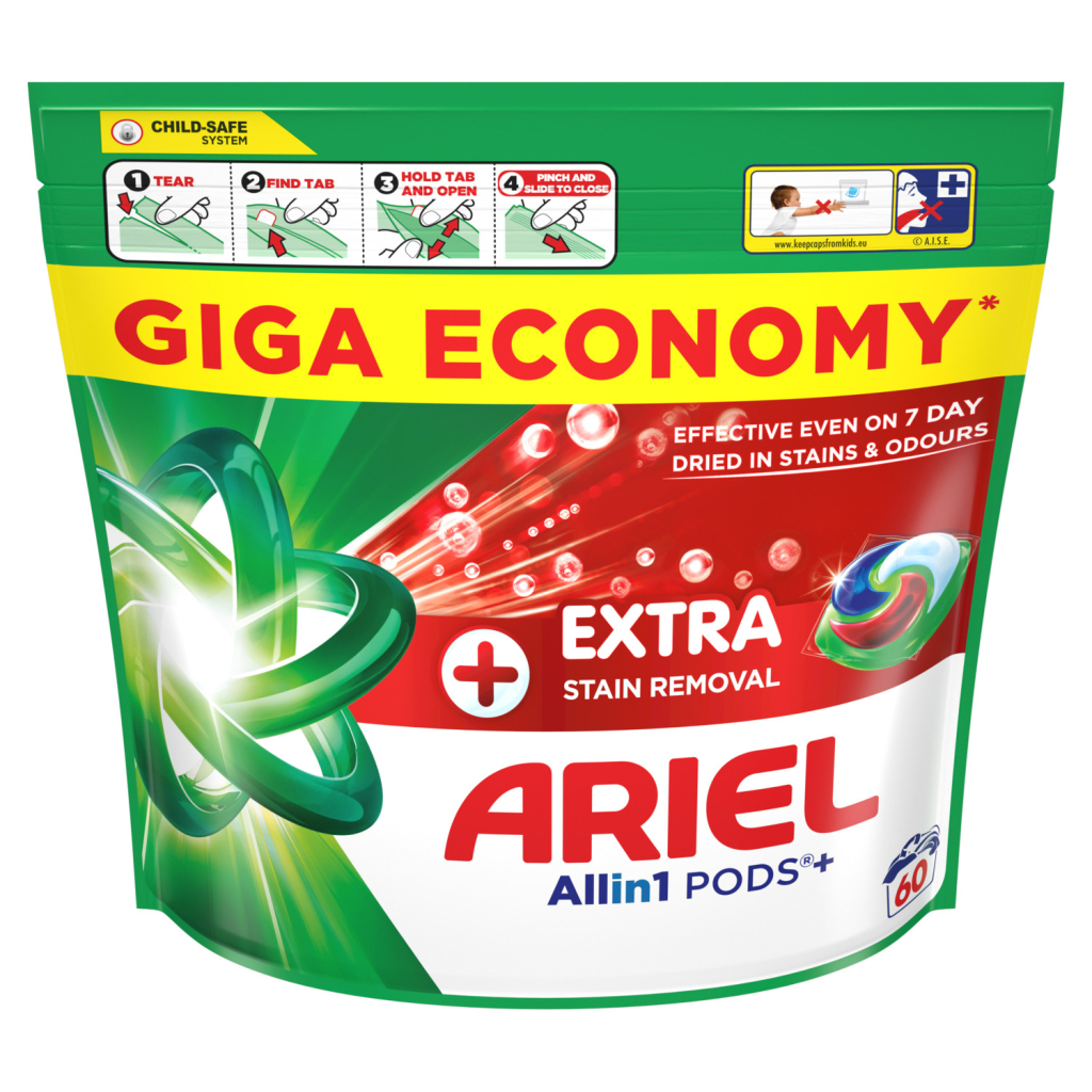 Капсули для прання Ariel Pods+ All-in-1 Extra Stain Removal Екстрасила виведення плям 60 шт. (8700216764032) - изображение 2
