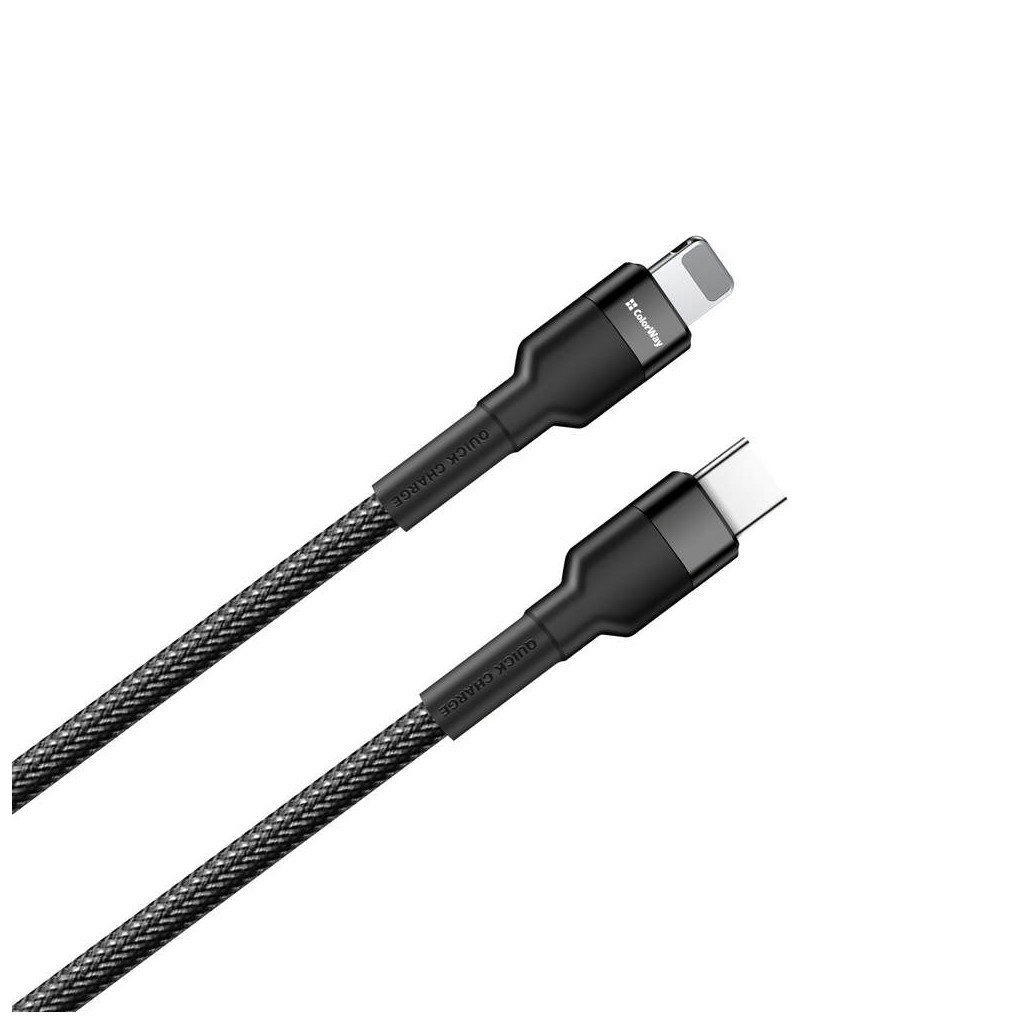 Дата кабель USB-C to Lightning 0.3m 3А black ColorWay (CW-CBPDCL054-BK) - зображення 2