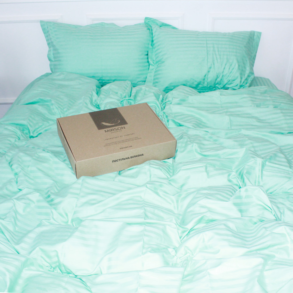 Постільна білизна MirSon Satin Stripe 30-0014 Mint 160х220 Сімейна (2200005252864) - зображення 3