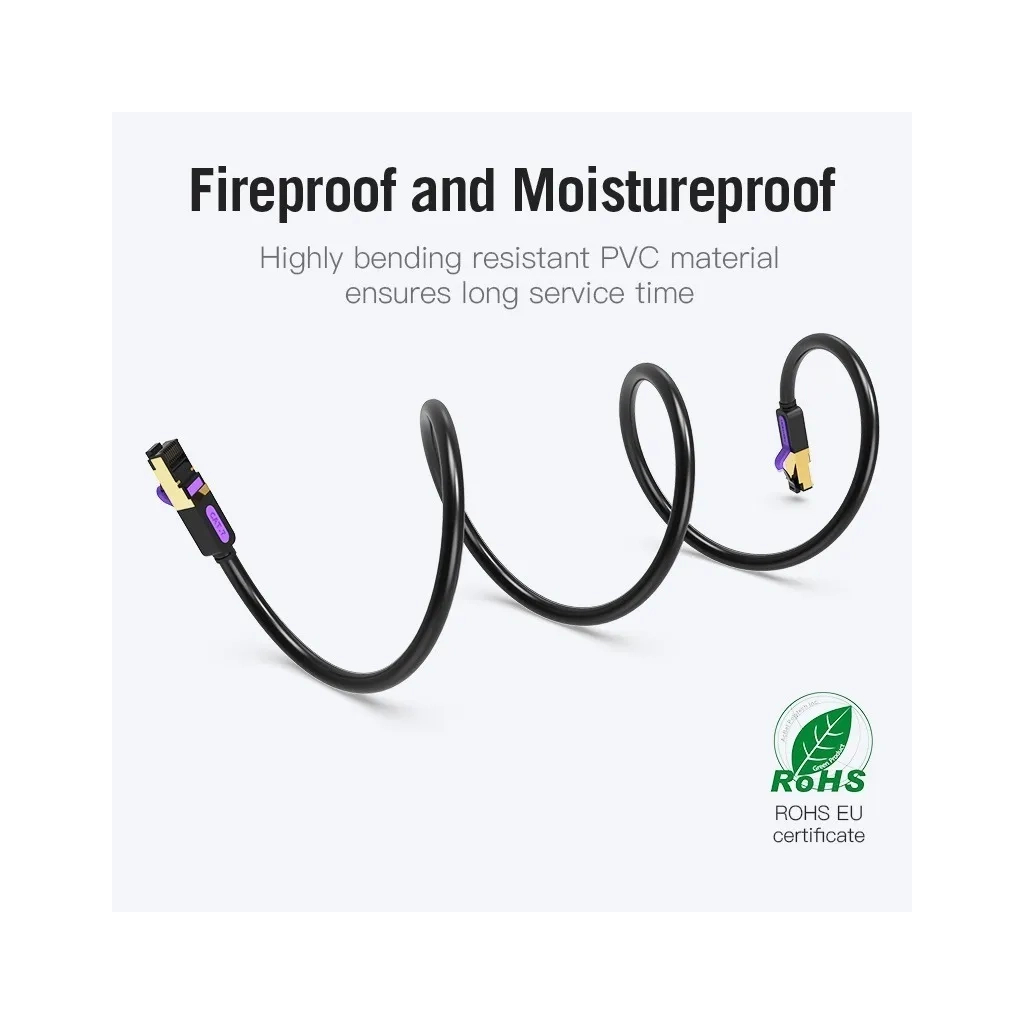 Патч-корд 0.5м, S/FTP cat 7 RJ-45 black Vention (ICDBD) - зображення 6