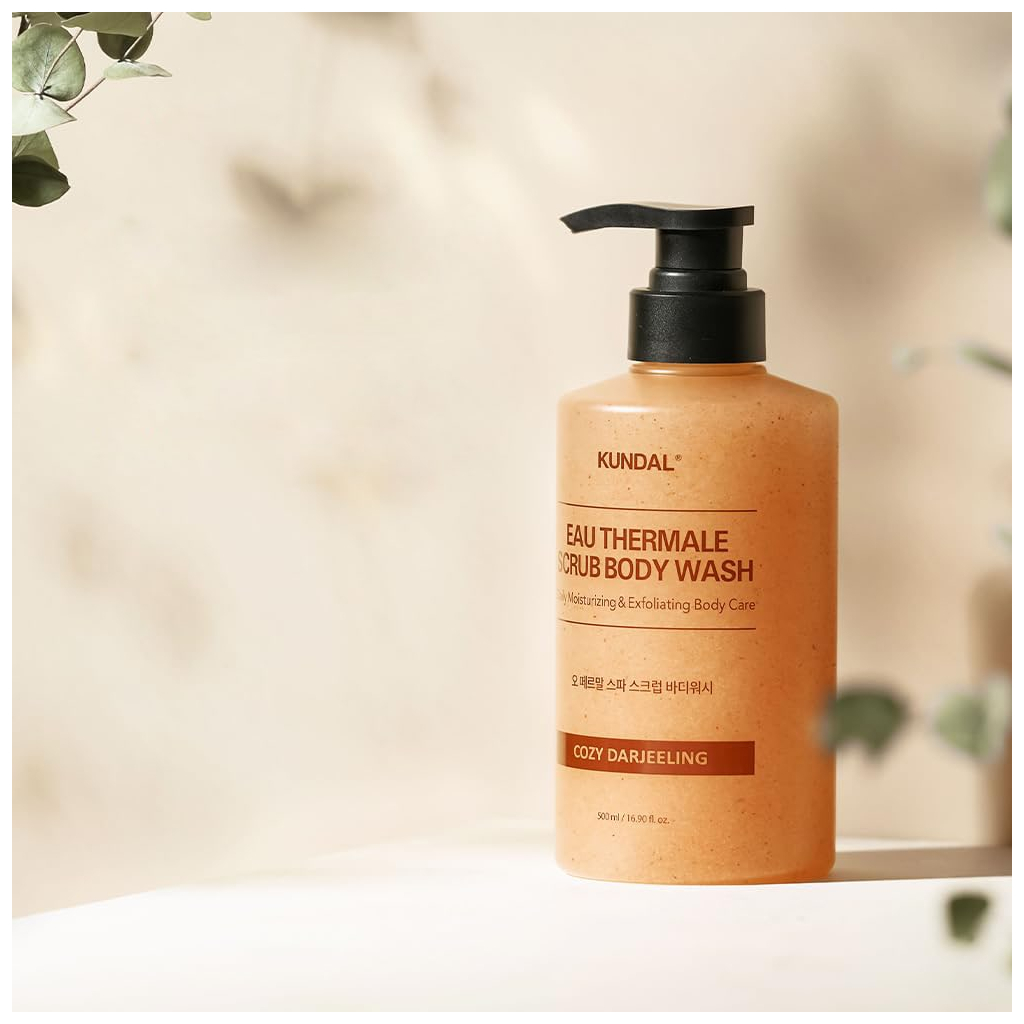 Гель для душу Kundal Eau Thermal Scrub Body Wash Leather Iris 500 мл (8809809428679) - зображення 3