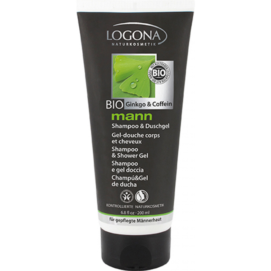 Шампунь Logona чоловічий для волосся та тіла Кофеїн і Гінкго 200 мл (4017645027770) - зображення 1