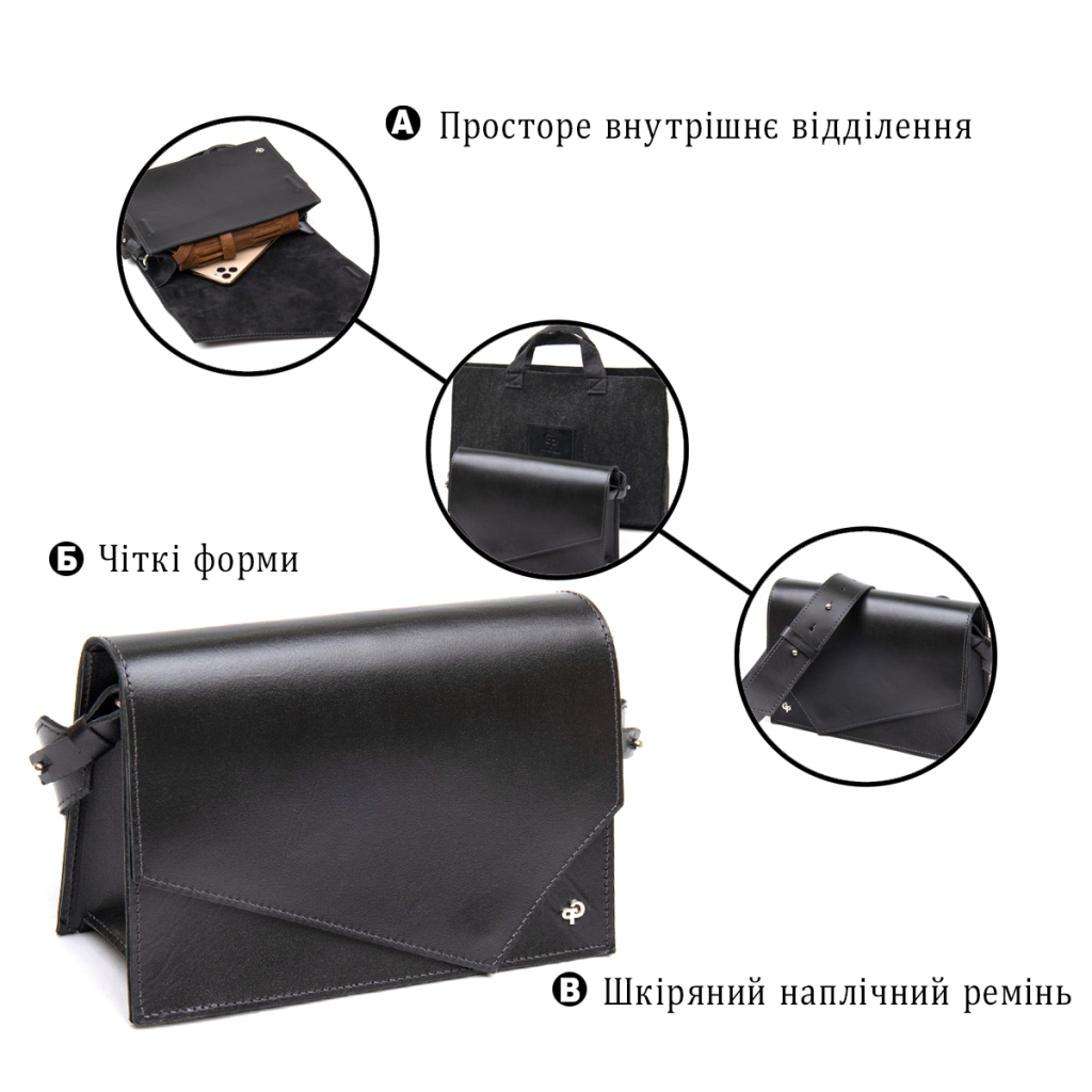 Сумка Grande Pelle З натуральної шкіри Чорна (11434) - зображення 4