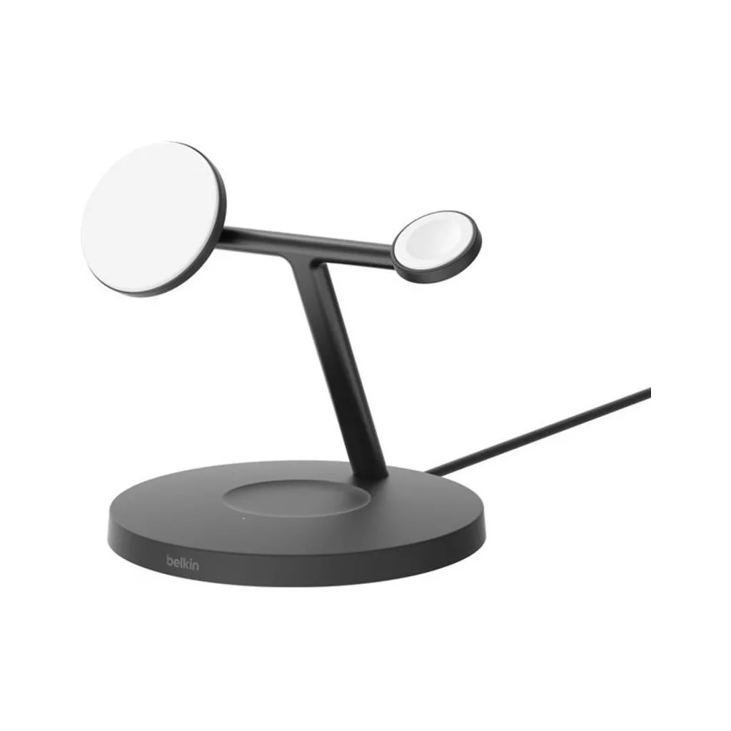 Зарядний пристрій Belkin 3in1 Magnetic Pad Qi2 15W Black (WIZ032KQBK) - зображення 1