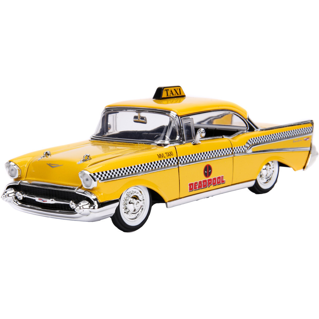 Машина Jada металева "Марвел. Жовте таксі" Чеві Бел Ейр (1957) з фігуркою Дедпула 1:24 (253225001) - зображення 4