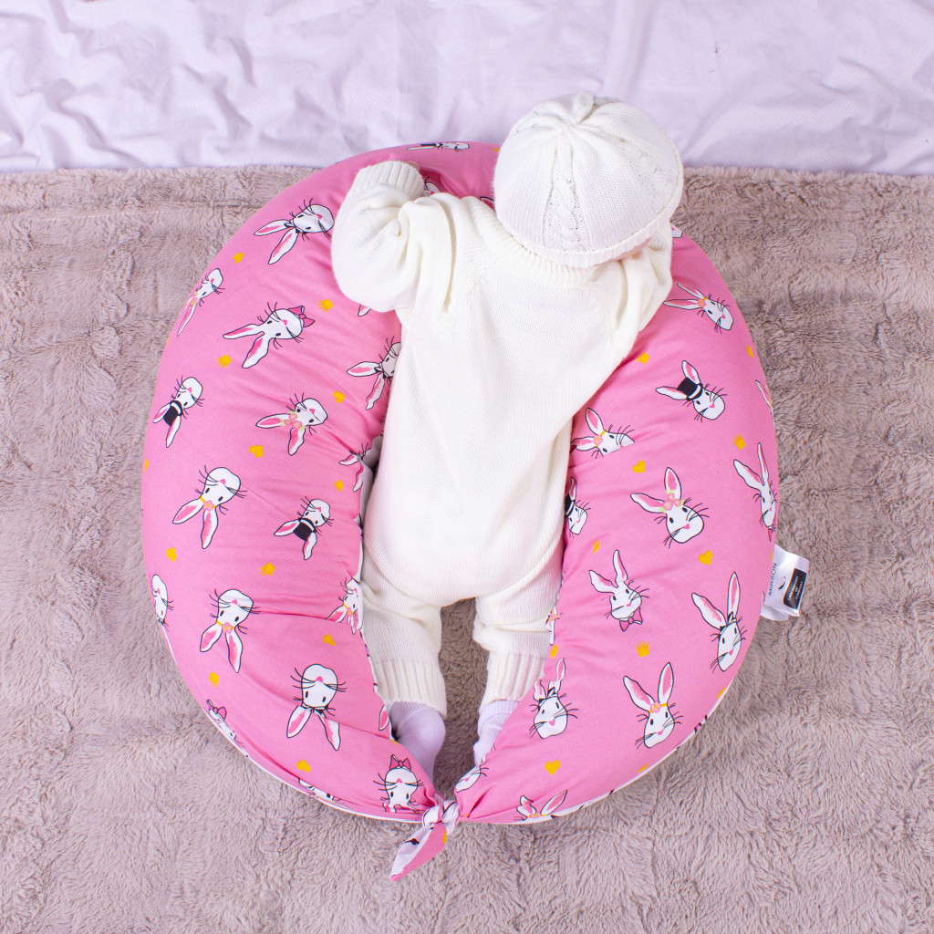 Подушка MirSon для вагітних та годування №8329 Print Line 17-0528 Bunnies pink Бязь 30х170х20 см (2200006200543) - изображение 7
