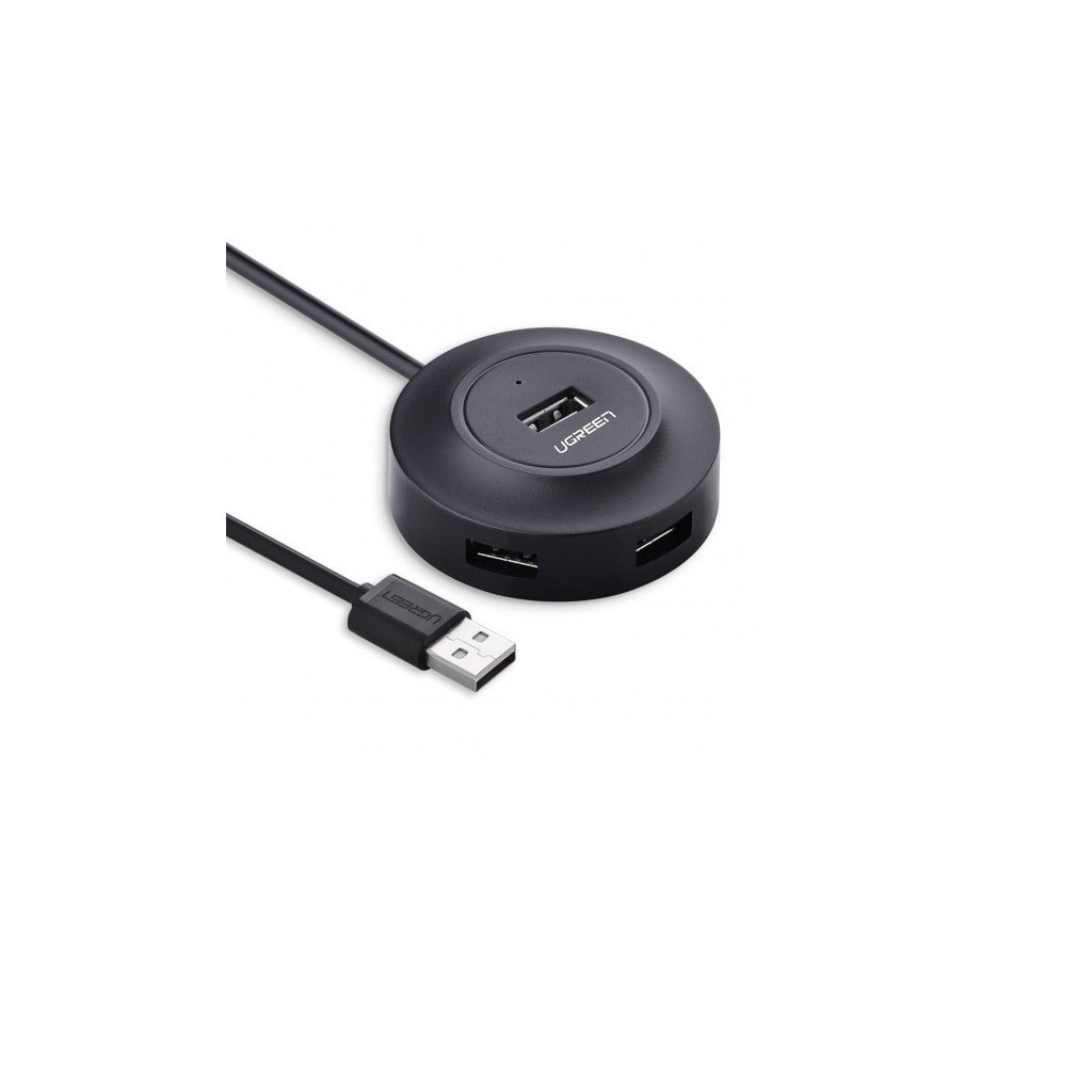 Концентратор Ugreen 4-port 1m USB 2.0 CR106 black (20277) - зображення 1