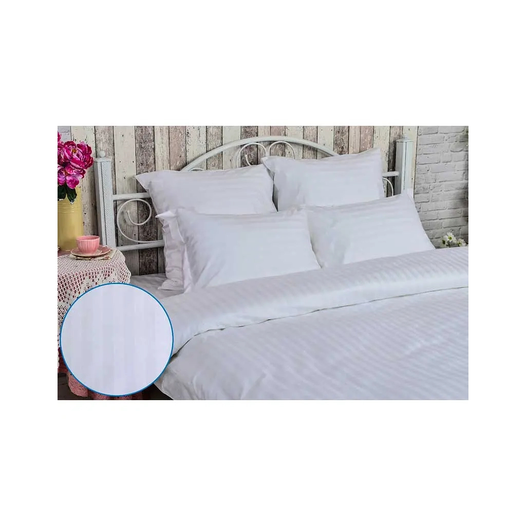 Постільна білизна Руно 2х2 сатин страйп полуторний білий (1.50ДУ_2х2) - зображення 2