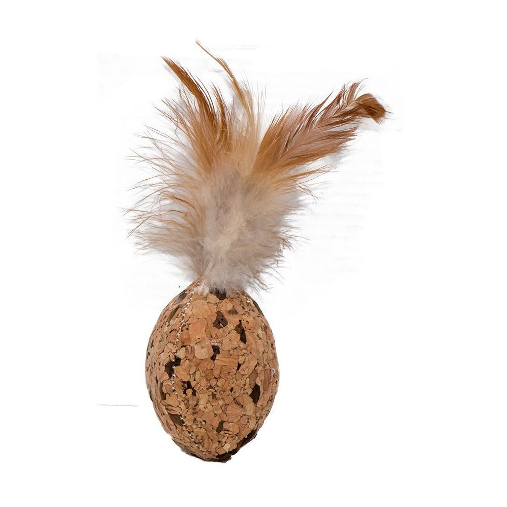 Іграшка для котів Eastland М'яч регбі з мататабі з натуральної пробки 6х4.5 см (6970115703087) - зображення 1