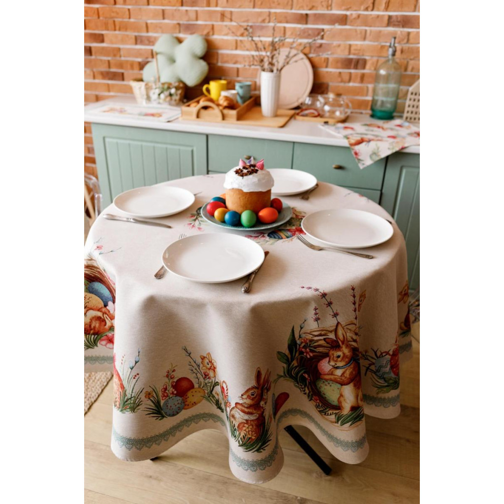 Скатертина Прованс гобеленова Злагода D-180 см (034143) - зображення 3