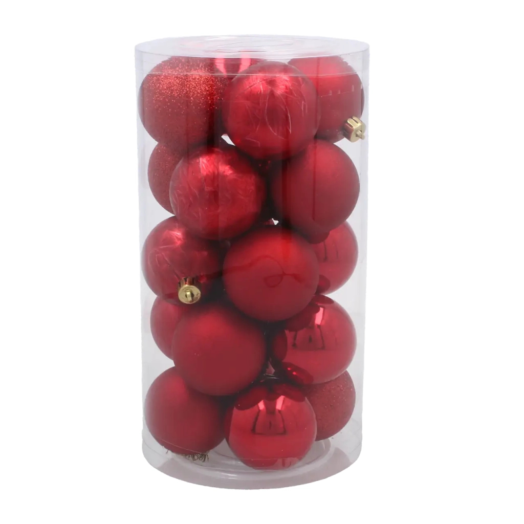Ялинкова іграшка Chomik пластикові кульки 20 шт, 5 см, червоні (5900779893801_1) - зображення 1