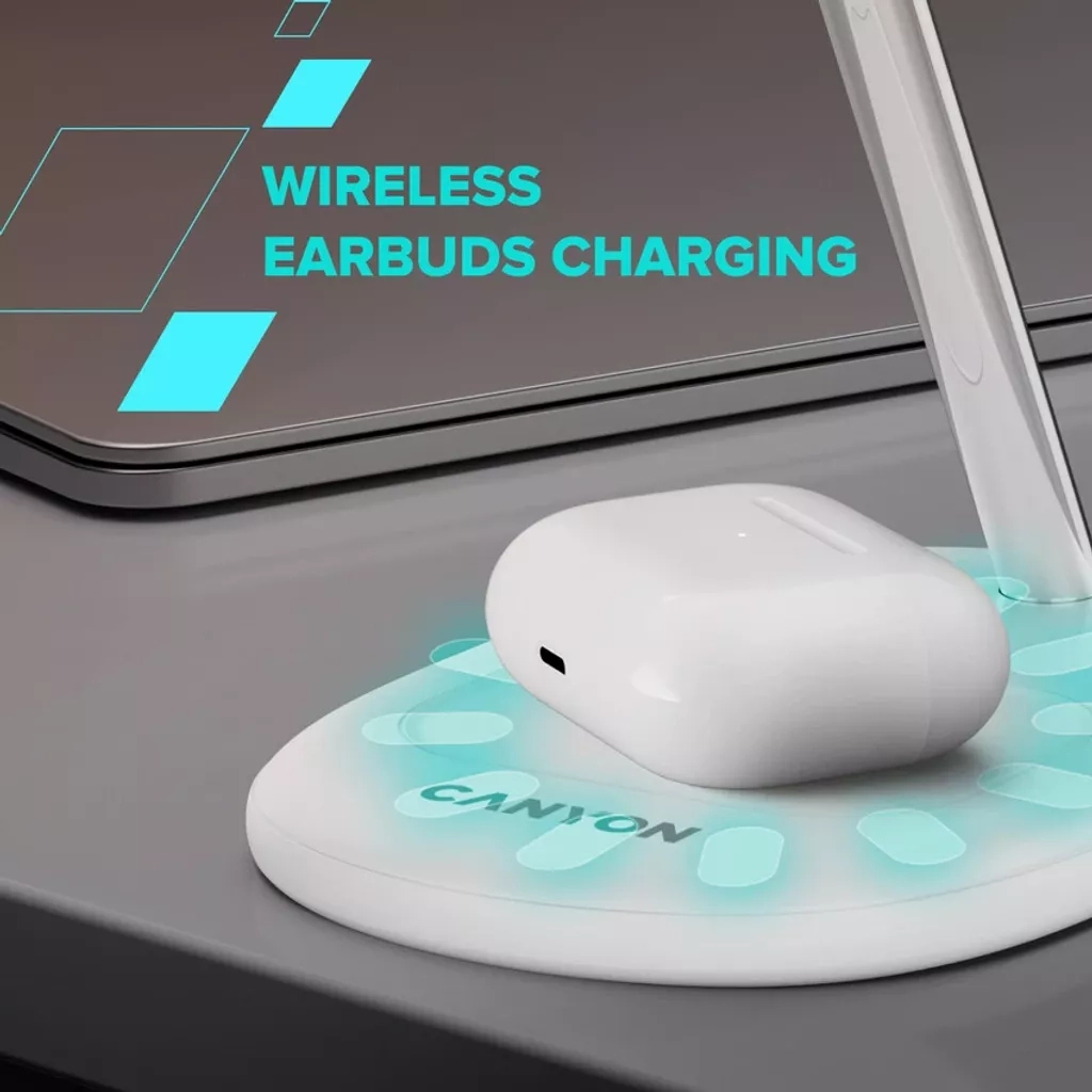 Зарядний пристрій Canyon wireless charger WCS-205 15W Qi2 2in1 White (CNS-WCS205W) - зображення 9