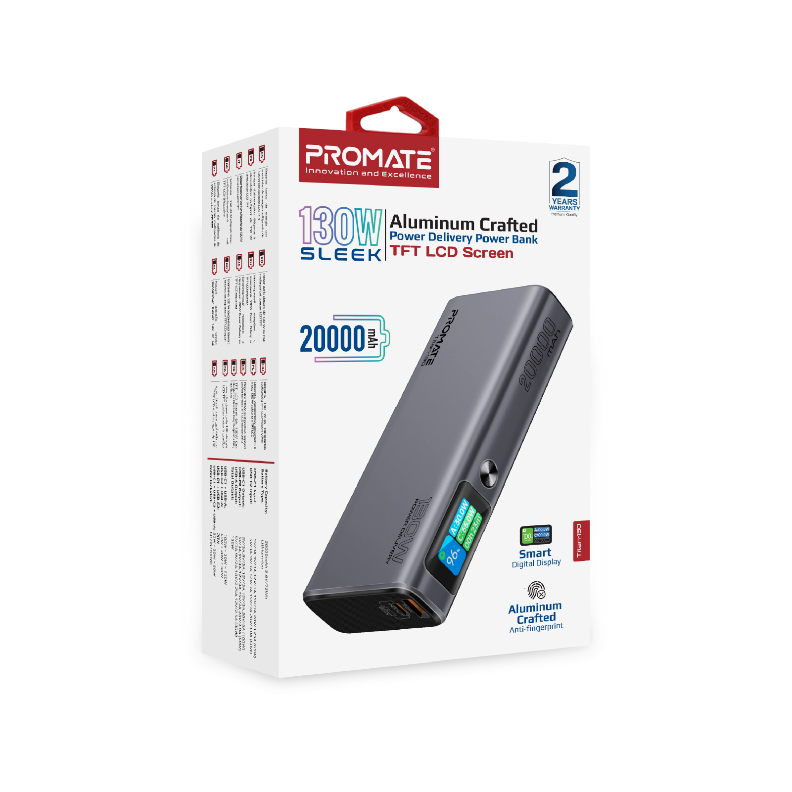 Універсальна мобільна батарея Promate Titan-130 130W 20000mAh Gray - изображение 10