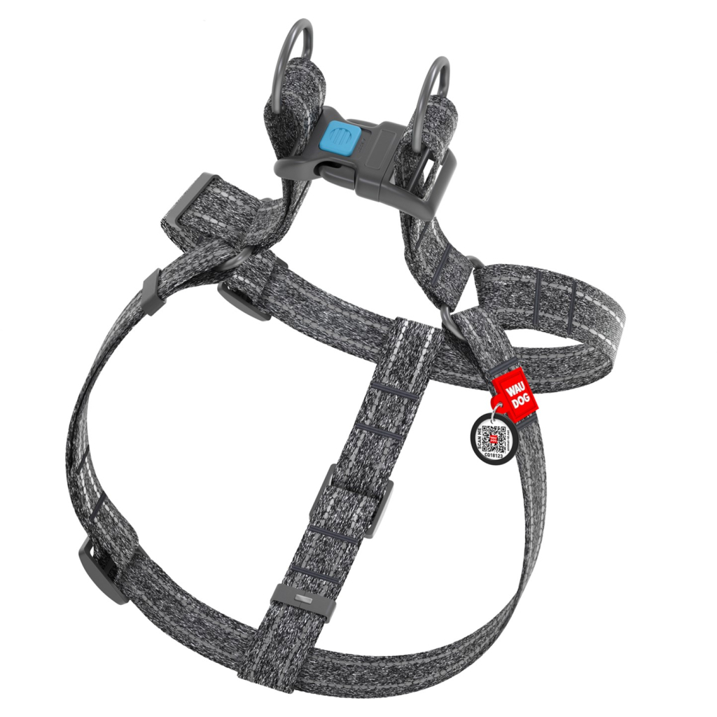Шлея для собак WAUDOG Re-cotton з QR-паспортом L сіра (033311) - зображення 2