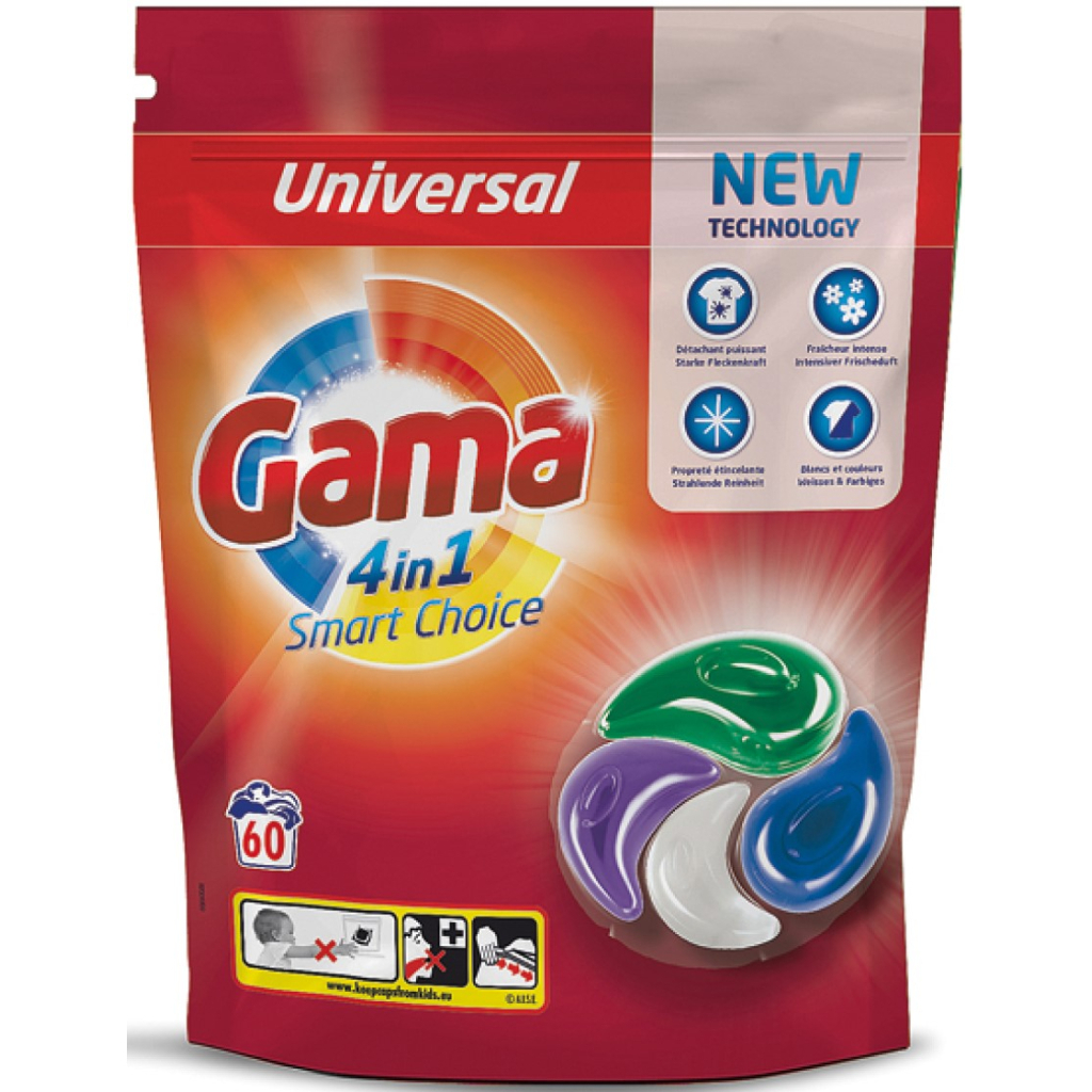 Капсули для прання Gama 4 in 1 Universal 60 шт. (8435495836728) - зображення 1