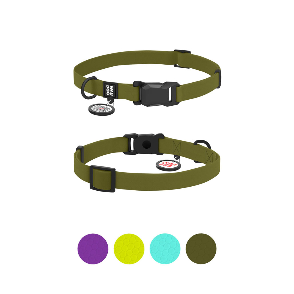 Нашийник для тварин WAUDOG Magnet c QR паспортом, магнітна пряжка-фастекс S хакі (279431) - зображення 5