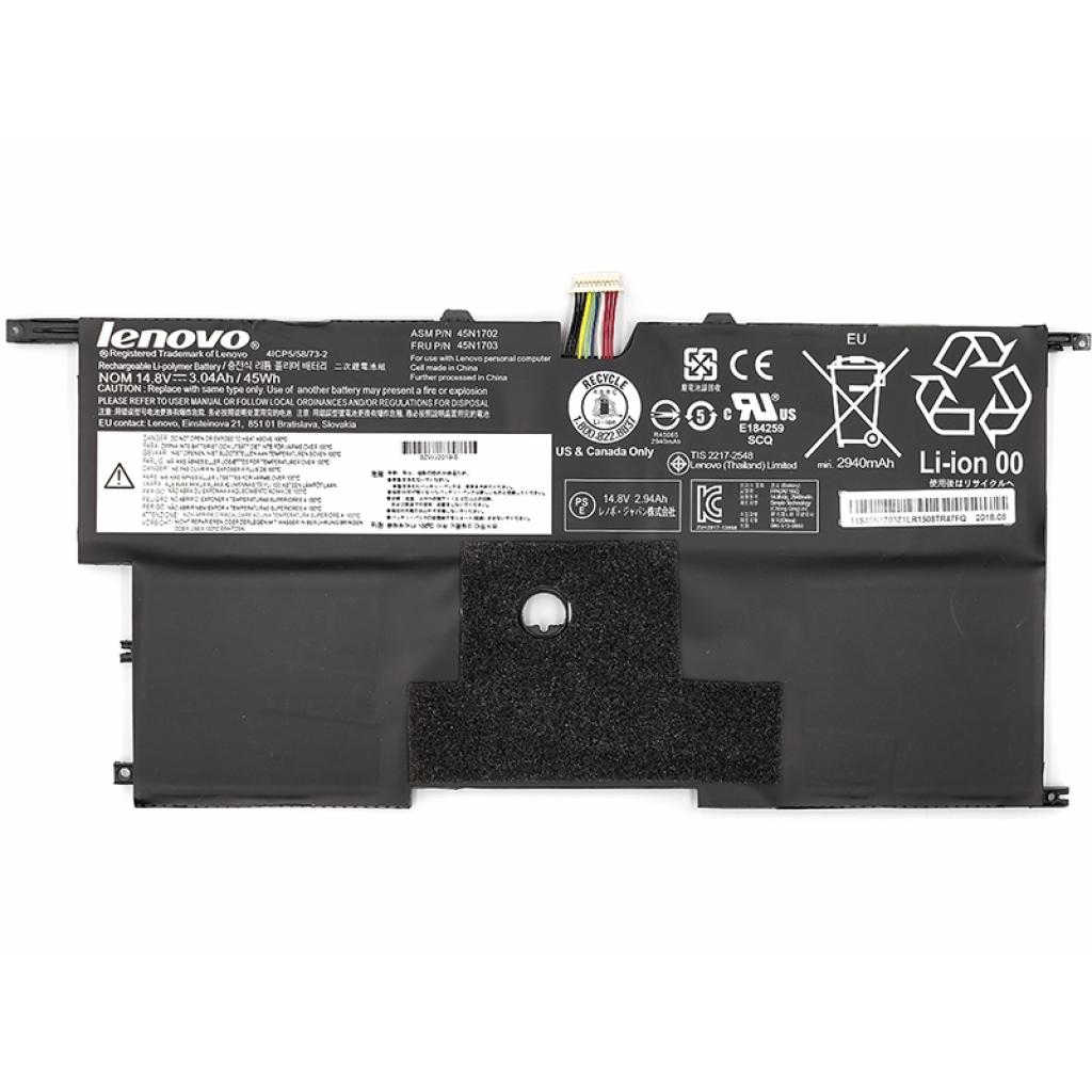 Акумулятор до ноутбука Lenovo ThinkPad X1 Carbon 14" 2nd (45N1700) 14.8V 45Wh (NB480678) - зображення 2