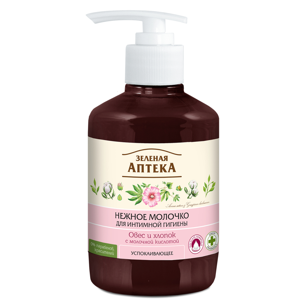 Молочко для інтимної гігієни Зелена Аптека Овес і бавовна 370 мл (4823015935107) - изображение 1