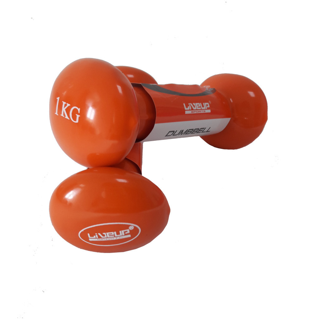 Гантельний набір LiveUp Vinyl Dumbbell Egg Head вінілові помаранчеві 2х1кг LS2001-1 (6951376138221) - зображення 1