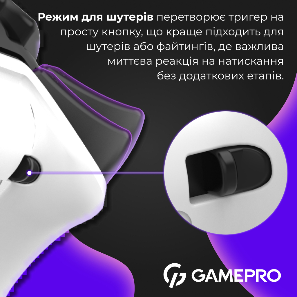 Геймпад GamePro із зарядною станцією 2.4G/BT 5.1/USB (Switch/PC/PS/iOS/Android) RGB White (GPS20W) - зображення 8