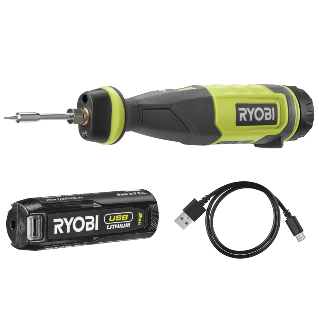 Паяльник електричний Ryobi RSI4-120G акумуляторний, USB, Lithium 4V 2Ah, 460°С, підсвічування (5133006146) - изображение 1