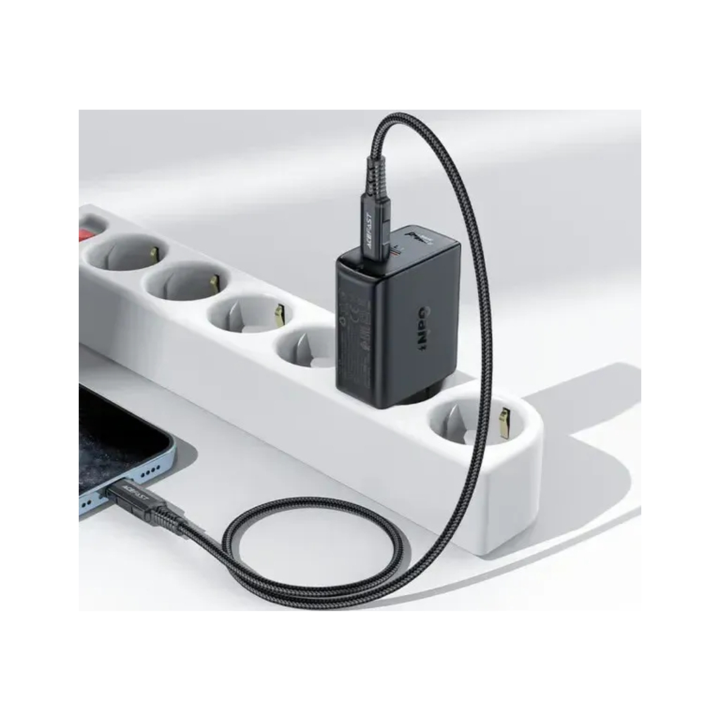 Зарядний пристрій Acefast 2xUSB 50W (USB-C+USB-C) Gan A29 Fast Charger Black (6974316281443) - зображення 6