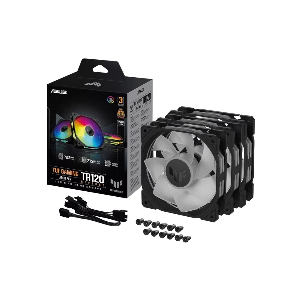 Кулер до корпусу ASUS TUF Gaming TR120 ARGB Reverse Triple Pack Black (90DA00D0-B09020) - зображення 12