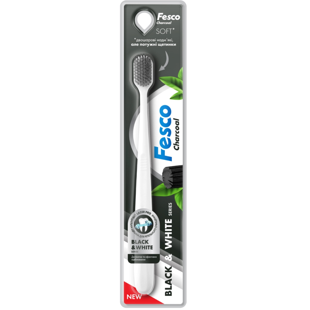 Зубна щітка Fesco Black & White Series Soft Біла з чорною щетиною (4823098414131) - изображение 1