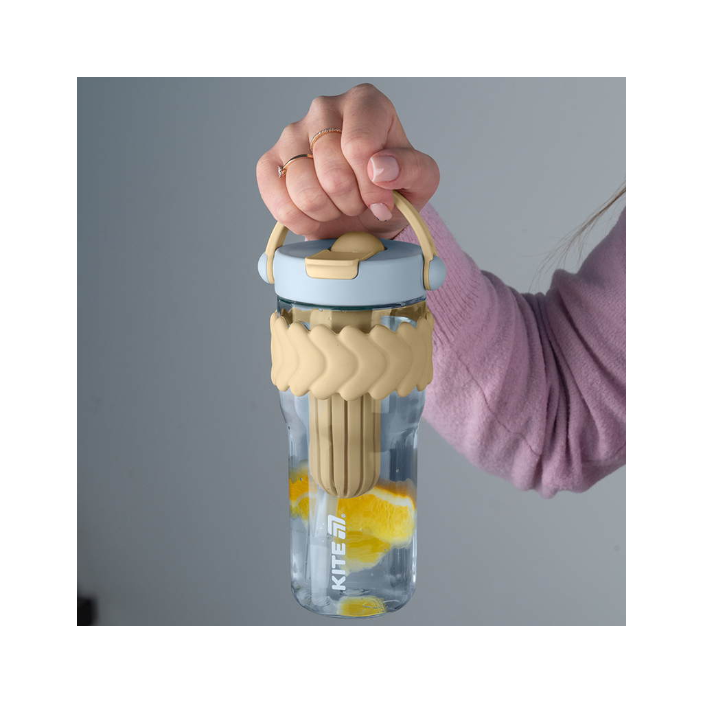 Пляшка для води Kite 900 мл бежево-блакитний (K25-1231-1) - зображення 8