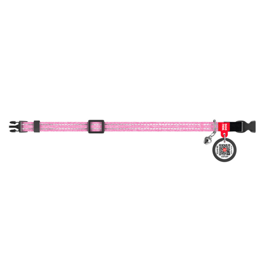 Нашийник для тварин WAUDOG Re-cotton з QR паспортом, пластиковий фастекс XS рожевий (16427) - зображення 2