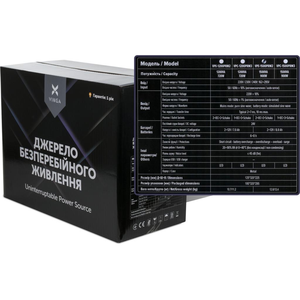 Пристрій безперебійного живлення Vinga LED 1500VA ( VPE-1500PRM2 ) (VPE-1500PRM2) - зображення 6