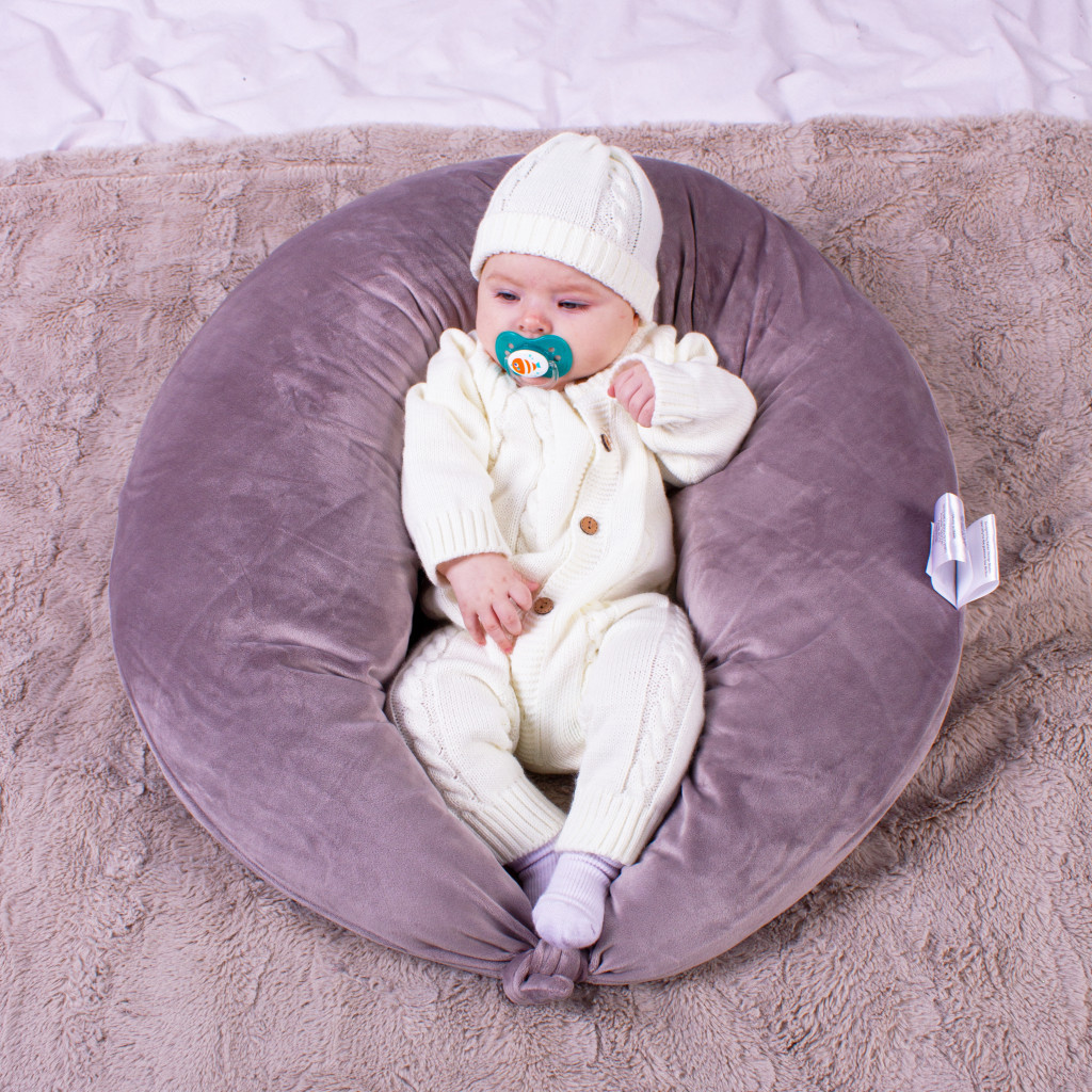 Подушка MirSon для вагітних та годування №8303 Velvet Line 28-0005 Ashen Велюр 30х170х20 см (2200006200284) - изображение 1