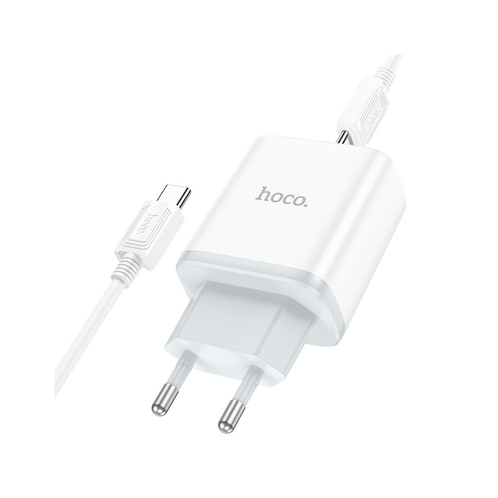 Зарядний пристрій HOCO C105A Stage 1xUSB-C PD20W + 1xUSB QC3.0 + cable USB-C to USB-C White (6931474782922) - зображення 3