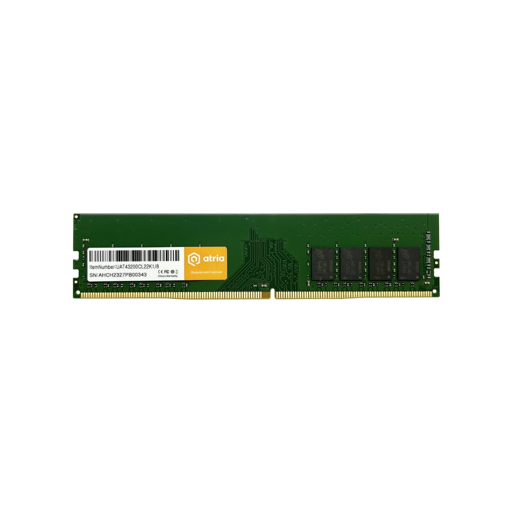 Модуль пам'яті для комп'ютера DDR4 8GB 3200 MHz ATRIA (UAT43200CL22K1/8) - зображення 1