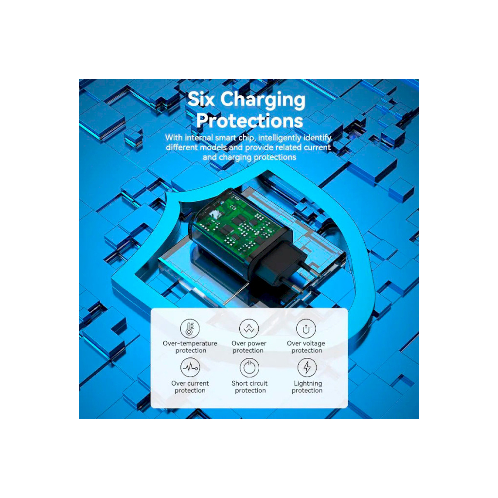 Зарядний пристрій Vention 2xUSB 38W (USB-C+USB-A) PD+QC3.0 black (FBIB0-EU) - зображення 7